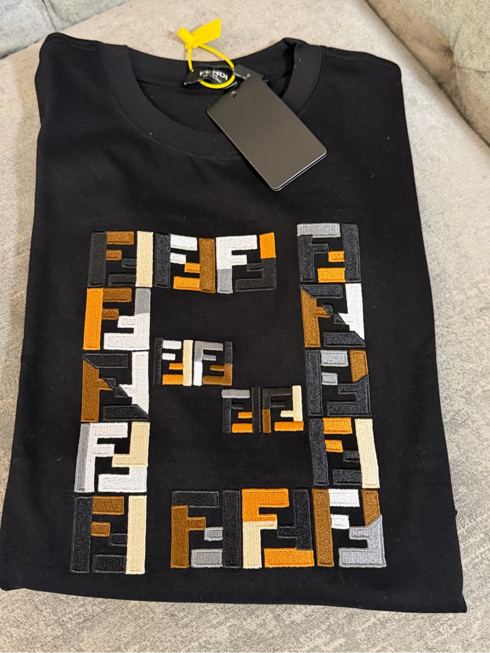 Men's Black Graphic Tee  inspired with Geometric Embroidered Logo